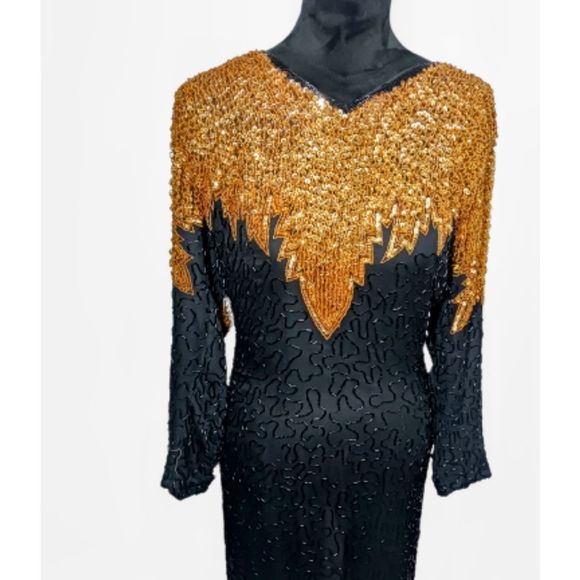 VINTAGE GOLD SEQUIN DRESS - Picture 1 of 7